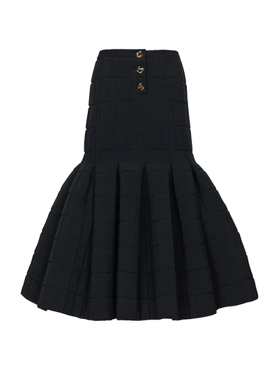 Shop A.w.a.k.e. Aw21 Quilted Pleated Midi Skirt In Black