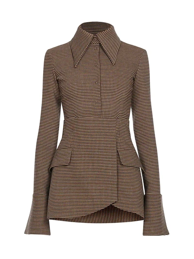Shop A.w.a.k.e. Women's Fitted Shirt With Basque In Brown Check