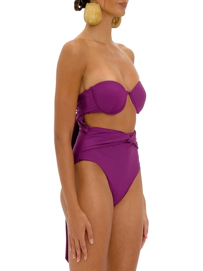 Shop Andrea Iyamah Amina Cutout One-piece Swimsuit In Purple