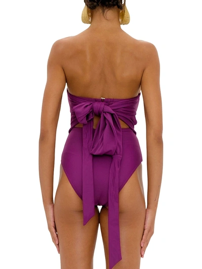Shop Andrea Iyamah Amina Cutout One-piece Swimsuit In Purple