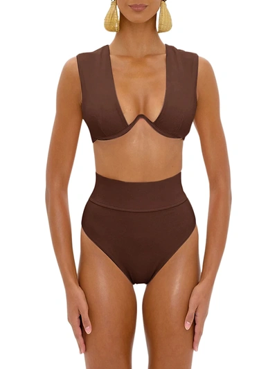 Shop Andrea Iyamah Women's Kuwa High-waist Bikini Bottom In Brown