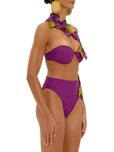 Shop Andrea Iyamah Etna Embroidered Bikini Top In Purple