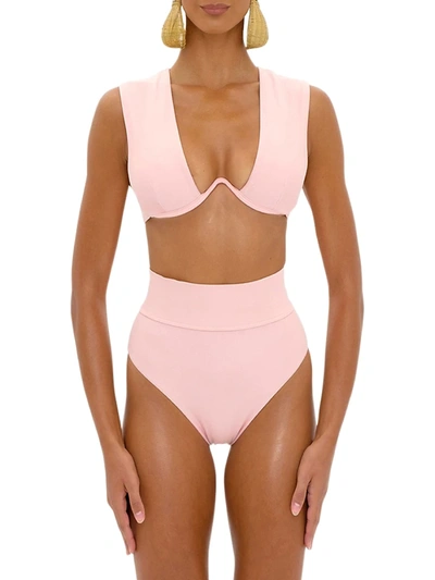 Shop Andrea Iyamah Kuwa High-waist Bikini Bottom In Blush