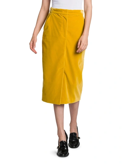 Shop Max Mara Bormida Velvet Pencil Skirt In Yellow