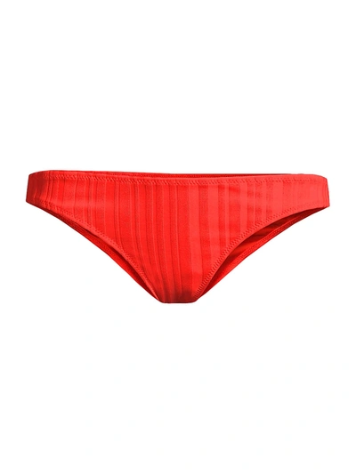Shop Solid & Striped The Eva Ribbed Bikini Bottom In Red