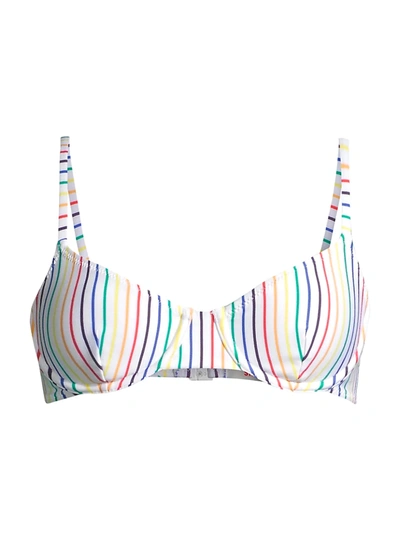 Shop Solid & Striped The Eva Underwire Bikini Top In Rainbow Stripe