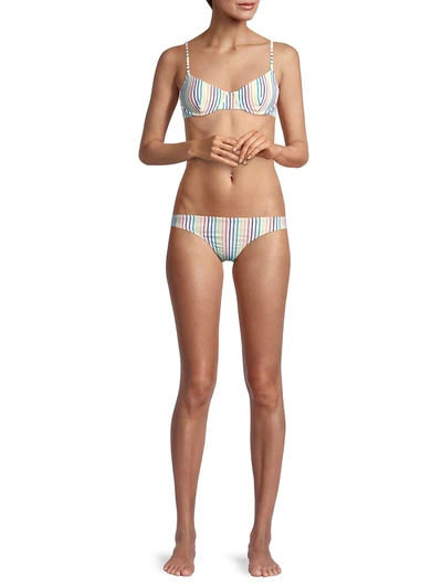 Shop Solid & Striped The Eva Underwire Bikini Top In Rainbow Stripe
