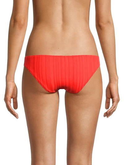 Shop Solid & Striped The Eva Ribbed Bikini Bottom In Red