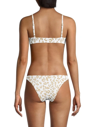 Shop Solid & Striped The Elsa Animal Print Bikini Top In Gold Leopard Jacquard