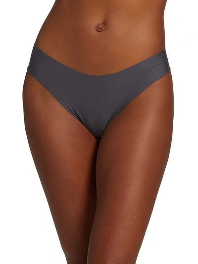 Shop Commando Women's Butter Mid-rise Thong In Graphite
