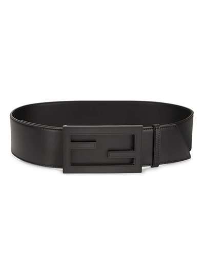 Shop Fendi Women's Baguette Leather Belt In Black