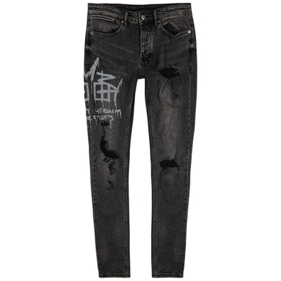 Shop Ksubi Van Winkle Faded Black Distressed Skinny Jeans