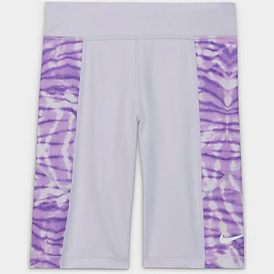 Shop Nike Girls' Big Kids' Trophy Tie-dye Bike Shorts In Purple Chalk/barely Green