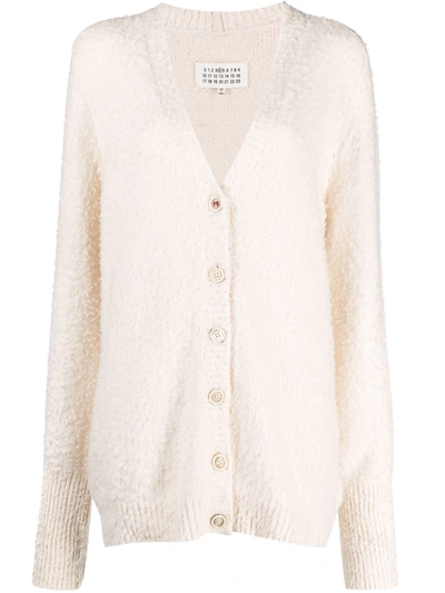 Shop Maison Margiela Button-up Knitted Cardigan In Weiss