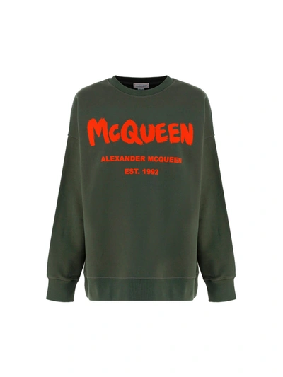 Shop Alexander Mcqueen Graffiti Printed Sweatshirt In Green