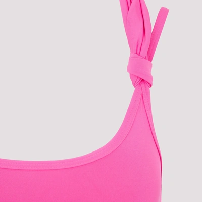 Shop Attico The   Matte Baby Pink Bikini Top Swimwear In Pink &amp; Purple