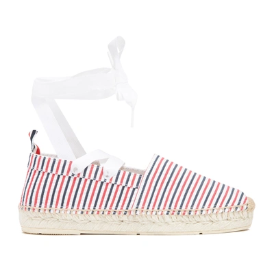 Shop Thom Browne Seersucker Stripe Espadrilles Shoes In White