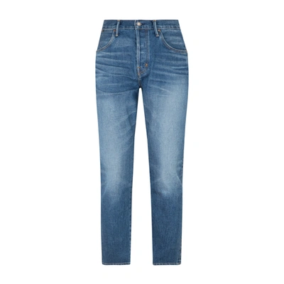Shop Tom Ford Cotton Denim Jeans In Blue