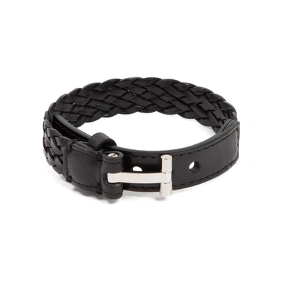 Shop Tom Ford T Leather Bracelet Jewellery In Black