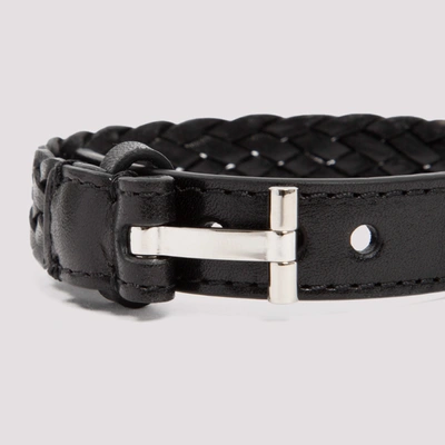 Shop Tom Ford T Leather Bracelet Jewellery In Black