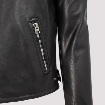 Shop Tom Ford Worked Leather Icon Biker Jacket In Black