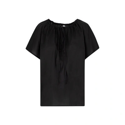 Shop Totême Draped Tunic Blouse Tops In Black