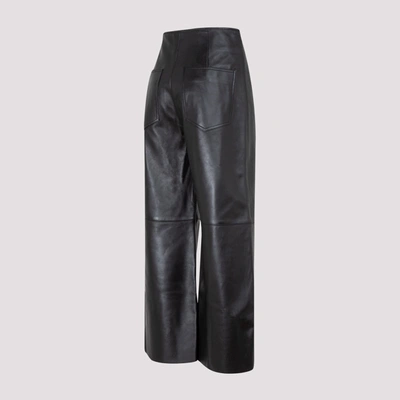 Shop Totême Wide Leather Trousers Pants In Black