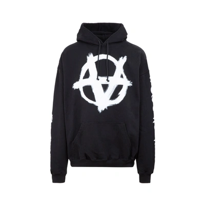 Shop Vetements Anarchy Gothic Logo Hoodie Sweatshirt In Black