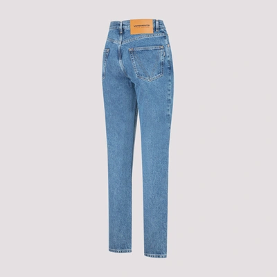 Shop Vetements Crystal Logo Magic Fit Denim Jeans In Blue