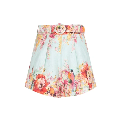 Shop Zimmermann Mae Floral Tuck Shorts In Multicolour