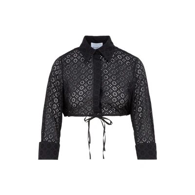 Shop Alaïa Alaia  Broderie Anglaise Shirt In Black