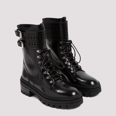 Shop Alaïa Alaia  Black Leather Trekking Boots Shoes