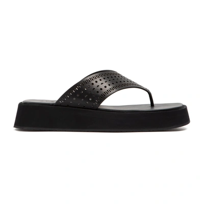 Shop Alaïa Alaia  Laser-cut Leather Sandals Shoes In Black