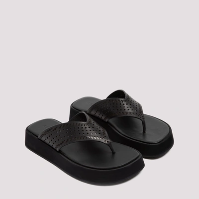 Shop Alaïa Alaia  Laser-cut Leather Sandals Shoes In Black
