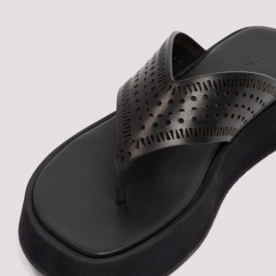 Shop Alaïa Alaia  Laser-cut Leather Sandals Shoes In Black