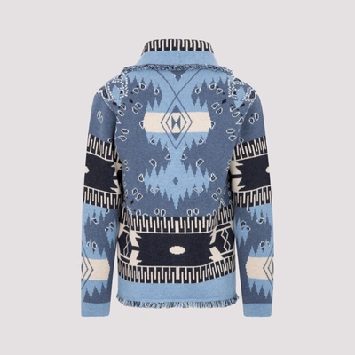 Shop Alanui Dream Big Bandana Cardigan Sweater In Blue