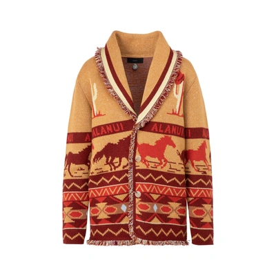 Shop Alanui Wild Roads Cardigan Sweater In Brown