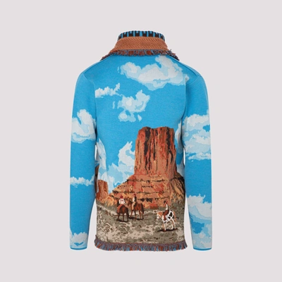 Shop Alanui The Monument Valley Horses Cardigan Sweater In Multicolour