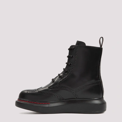 Shop Alexander Mcqueen Leather Booties Shoes In Black