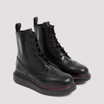 Shop Alexander Mcqueen Leather Booties Shoes In Black