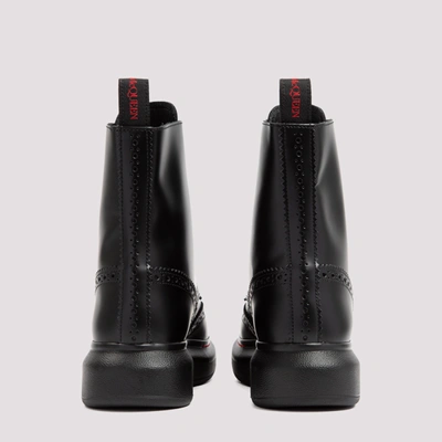 Shop Alexander Mcqueen Leather Booties Shoes In Black