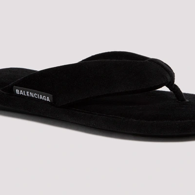 Shop Balenciaga Soft Tong Sandals Shoes In Black