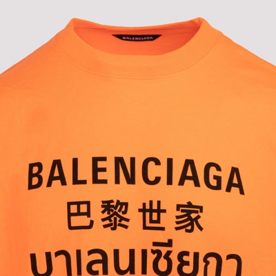 Shop Balenciaga Multi Language Logo Oversized T-shirt Tshirt In Yellow &amp; Orange