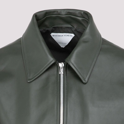 Shop Bottega Veneta Leather Jacket In Green