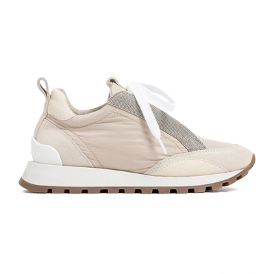 Shop Brunello Cucinelli Runner Sneakers Shoes In Nude &amp; Neutrals