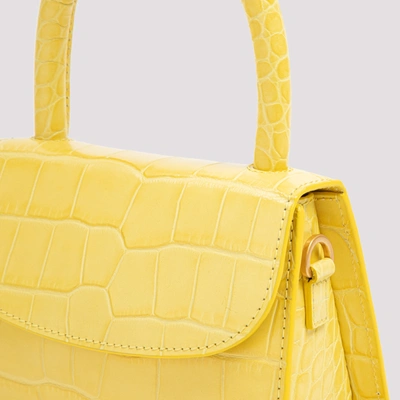 Shop By Far Mini Circular Croc Bag In Yellow &amp; Orange