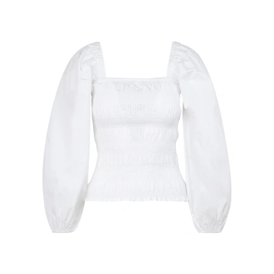 Shop Ganni Cotton Top Tops In White