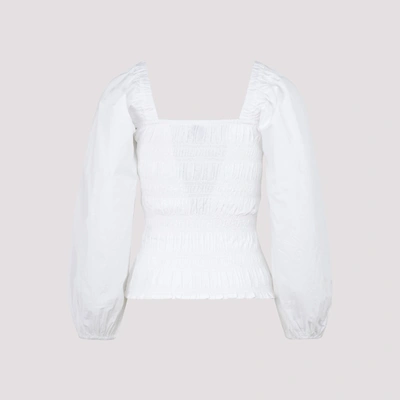 Shop Ganni Cotton Top Tops In White
