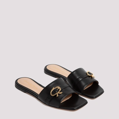 Shop Gianvito Rossi Flat Sandals Shoes In Black