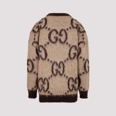 Shop Gucci Reversible Gg Mohair Wool Cardigan Sweater In Nude &amp; Neutrals